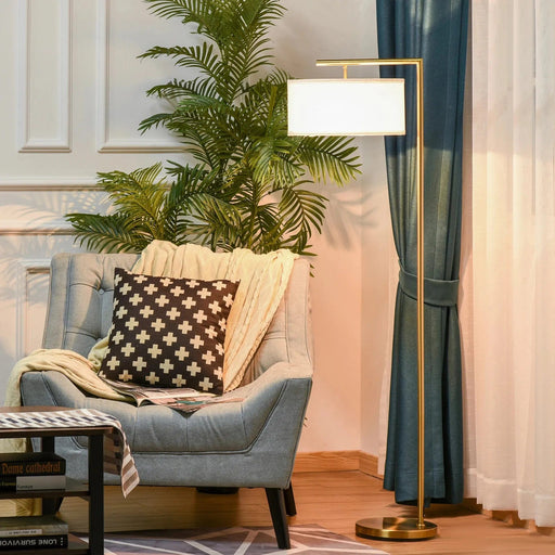 Linen Shade Floor Lamp with Golden Tone - Green4Life