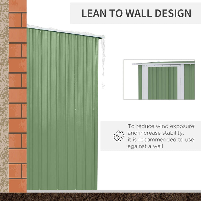 Outsunny 142 x 84 x 189cm Storage Shed with Sloped Roof & Lockable Door - Light Green - Green4Life