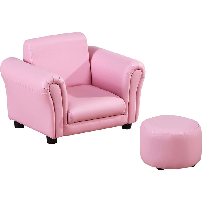 Pretty Pink Kids Armchair with Matching Footstool - Green4Life