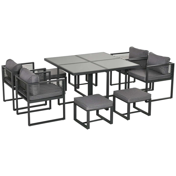 8 Seater Garden Dining Cube Set - Grey - Outsunny - Green4Life