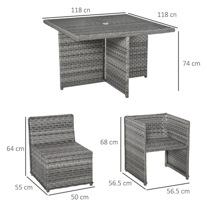 8-Seater Outdoor Rattan Dining Set - Mixed Grey - Outsunny - Green4Life