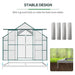 12 x 8 ft Walk-in Greenhouse with Polycarbonate Panels, Aluminium Frame, Roof Vent & Sliding Doors - Green Frame - Outsunny - Green4Life