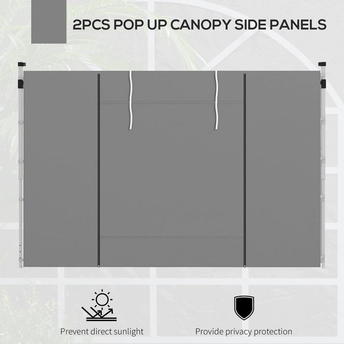 Outsunny 2-Pack Light Grey Panels - 3x3/3x6m Gazebo Sides with Doors & Windows - Green4Life