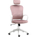 Vinsetto High-Back Office Chair with Velvet Style Fabric Upholstery - Pink/White - Green4Life