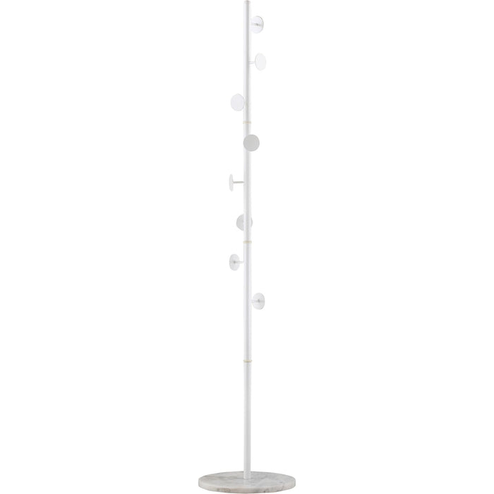 Slimline Metal Coat Stand with Round Hooks & Marble Base - White - Green4Life