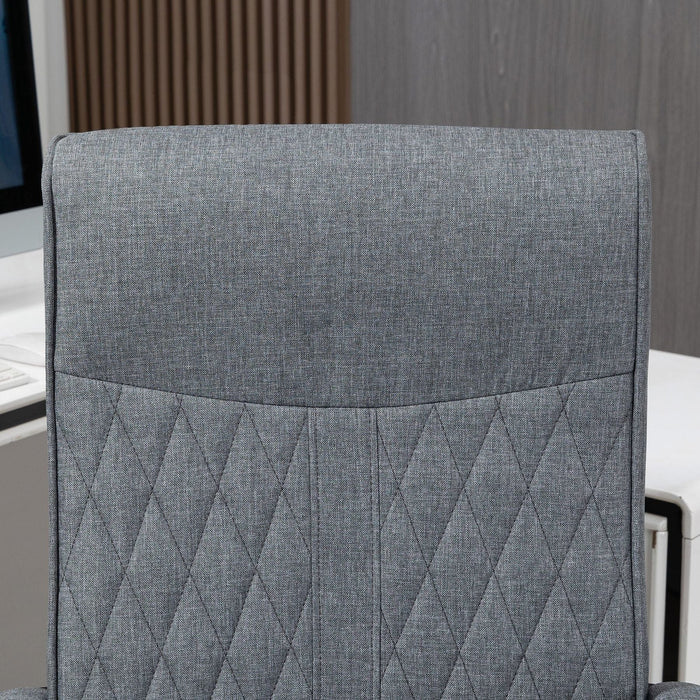 Vinsetto High-Back Office Chair, Linen Upholstery with Adjustable Height and Tilt Function - Grey - Green4Life