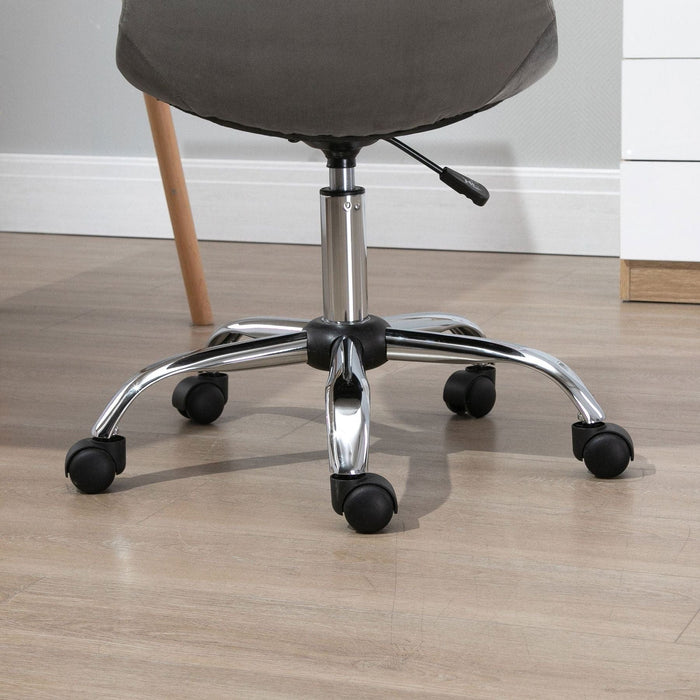 Vinsetto Ergonomic Desk Chair with Adjustable Height and Wheels Velvet-Feel Fabric, Armless - Grey - Green4Life