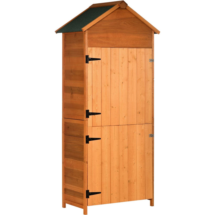 Outsunny Garden Storage Shed with 2 Lockable Doors & 3 Shelves - Teak - Green4Life