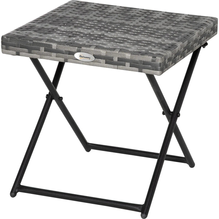 Outsunny Compact Charm Folding Rattan Table - Grey - Green4Life