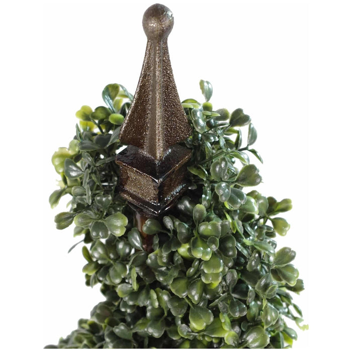 90cm (3ft) Tall Artificial Boxwood Tower Tree Topiary Spiral Metal Top - Green4Life