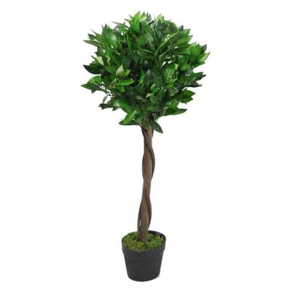 90cm Twist Natural Trunk Artificial Topiary Bay Laurel Ball Tree - Green4Life