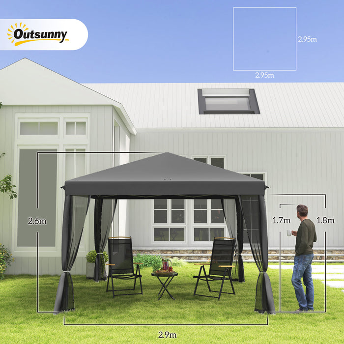 10 x 10 ft (3 x 3m) Gazebo with Removable Mesh Walls and Convenient Carry Bag - Light Grey - Outsunny