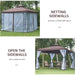 Outsunny 3x3m Elegance Gazebo with Mosquito Netting - Coffee - Green4Life