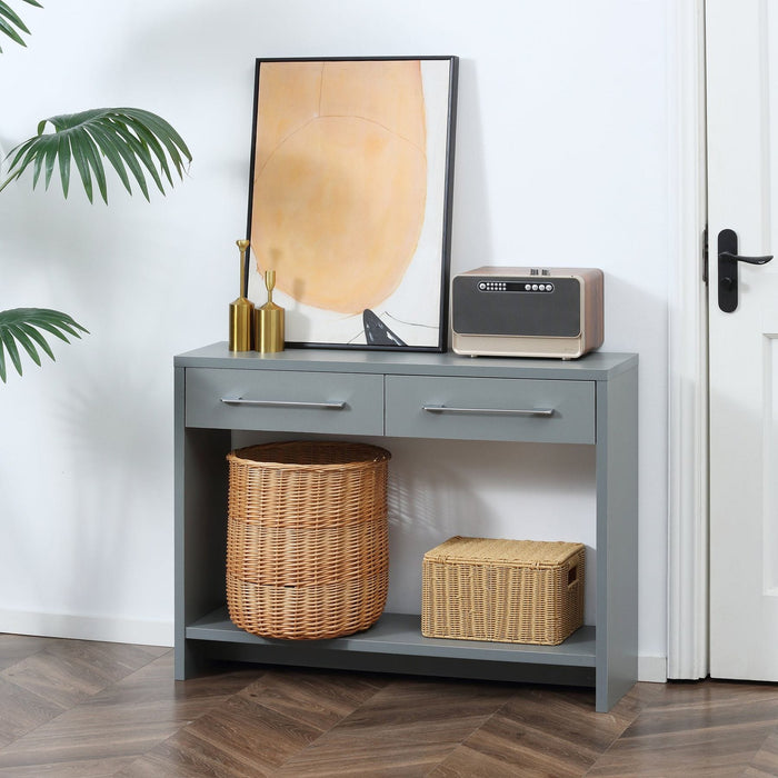 Console Table with Shelf and Drawers - Grey - Green4Life