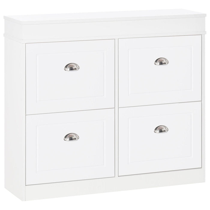 Shoe Cabinet with 4 Flip Drawers & Adjustable Shelves - White - Green4Life