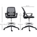 Vinsetto Set of 5 Ergonomic Mesh Back Office Chairs with Adjustable Height and Footrest - Black - Green4Life