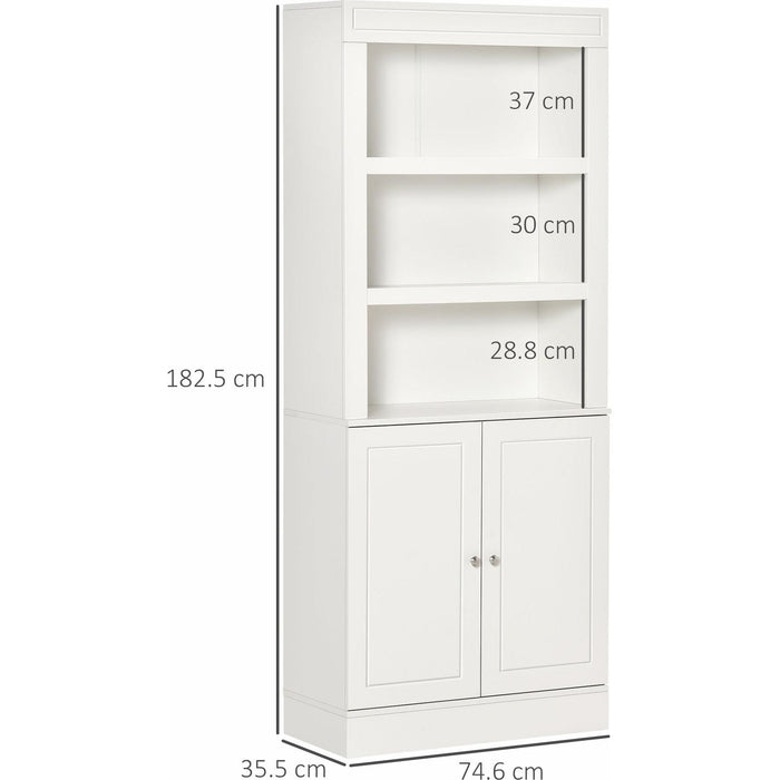Kitchen Cupboard with 6-tier Shelving and Double-door Cabinet - White - Green4Life