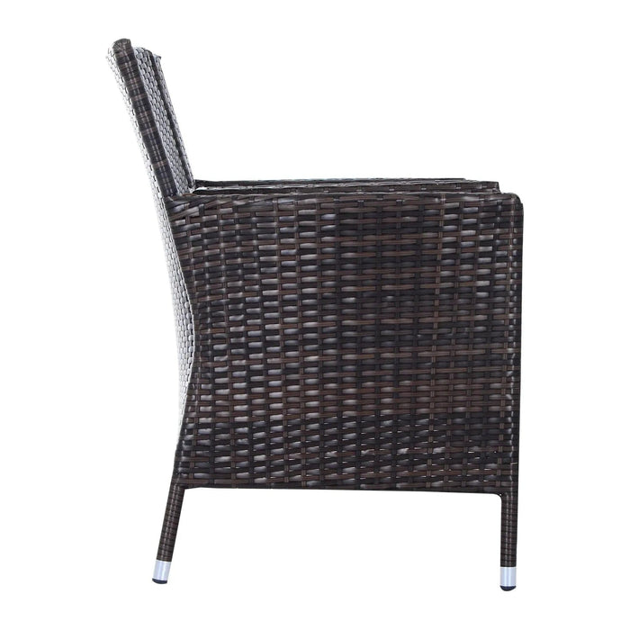 Elegant Brown Wicker Companion Seat with Cushions - Outsunny - Green4Life