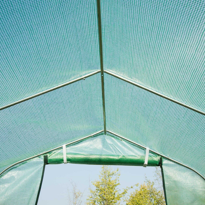 Outsunny 4 x 2M Polytunnel Galvanised Frame Greenhouse with Windows and Door - Green - Green4Life