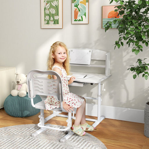 Slate Grey Elevate-and-Study Adjustable Desk and Chair for Kids - Green4Life