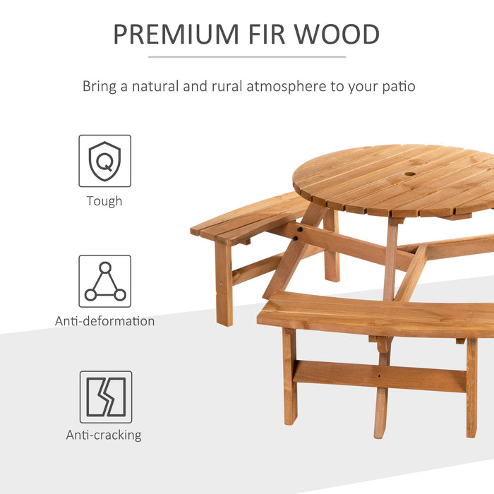 Fir Wood Outdoor Dining Set for 6 - Outsunny - Green4Life