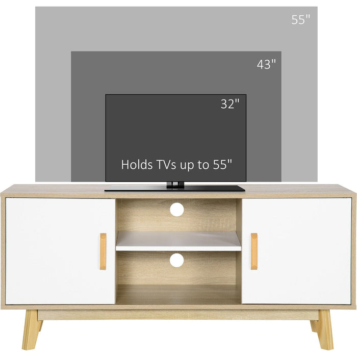 Wood-Effect TV Cabinet with Storage Shelves - Natural/White - Green4Life