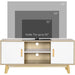 Wood-Effect TV Cabinet with Storage Shelves - Natural/White - Green4Life