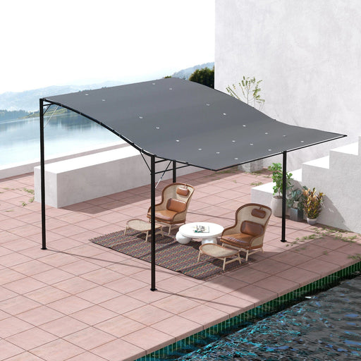 3 x 2.5 m Dark Grey Wall-Mounted Pergola with Expandable Shelter - Outsunny - Green4Life