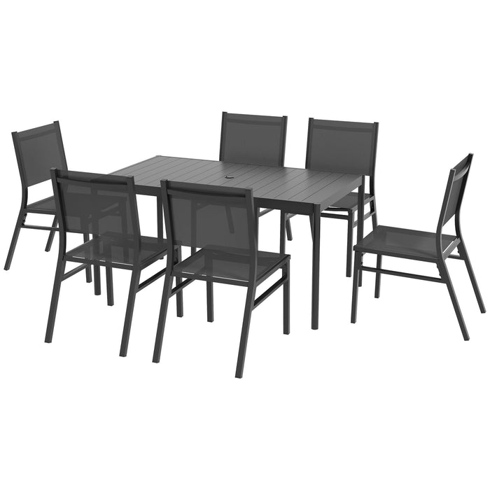 6-Seater Garden Dining Set - Dark Grey - Outsunny