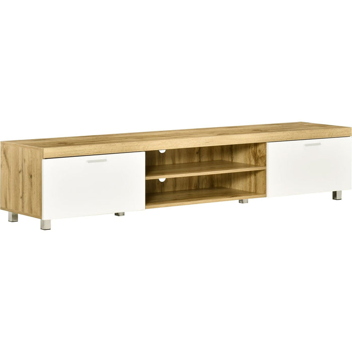 TV Unit Herringbone Pattern with Drawers & Shelves - Oak/White - Green4Life