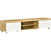 TV Unit Herringbone Pattern with Drawers & Shelves - Oak/White - Green4Life