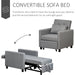 2-In-1 Single Convertible Sofa Bed with Adjustable Backrest - Grey - Green4Life