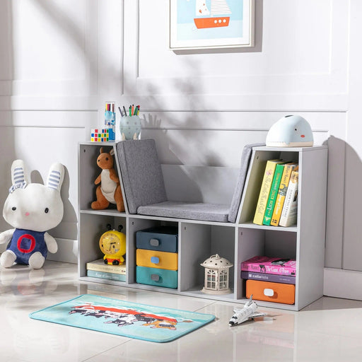 Slate Grey Kids' Storage Showcase with Six Compartments - Green4Life