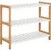 3-Tier Wooden Frame Shoe Rack 70L x 26W x 57.5H cm - Natural/White - Green4Life