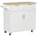 Kitchen Utility Trolley with Rubberwood Top, 2 Drawers - White - Green4Life