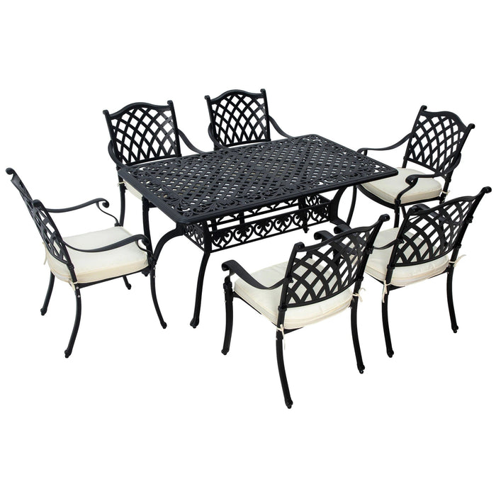 Elegant Black 6-Seater Aluminium Dining Set - Outsunny - Green4Life