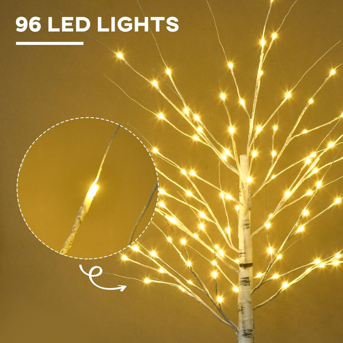 6ft Artificial White Birch Tree with 96 Warm White LED Lights - Green4Life