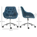 Vinsetto Home Office Chair with Velvet Upholstery, Armrests & Adjustable Height - Blue - Green4Life