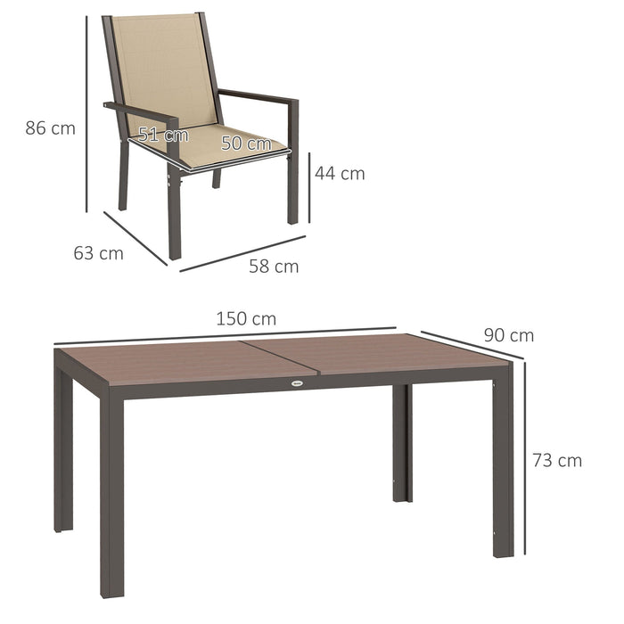 7-Piece Dining Set with Table and Stackable Chairs - Outsunny - Green4Life