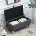 Linen-Look Storage Ottoman with Padded Top - Grey - Green4Life