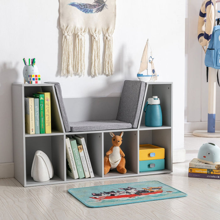 Slate Grey Kids' Storage Showcase with Six Compartments - Green4Life