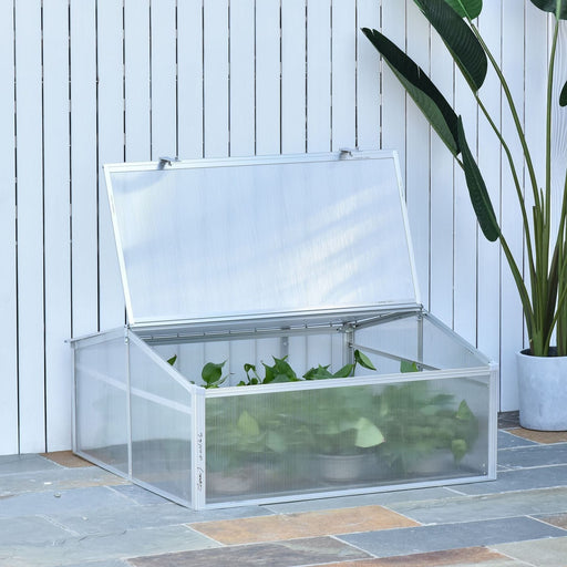 Outsunny 100L x 100W x 48H cm Polycarbonate Greenhouse with Aluminum Frame - Transparent - Green4Life