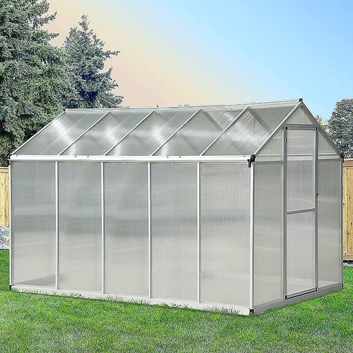 Outsunny 6x10ft Polycarbonate Greenhouse with Aluminium Frame - Silver Frame - Green4Life