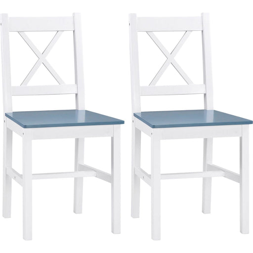 Set of 2 Pine Wood Dining Chairs with Slat Back - White - Green4Life
