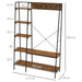 Industrial Design Hallway Unit with 2 Tier Shoe Rack, 5 Hooks, 5 Side Shelves & Steel Frame 117 x 38 x 169cm - Brown - Green4Life