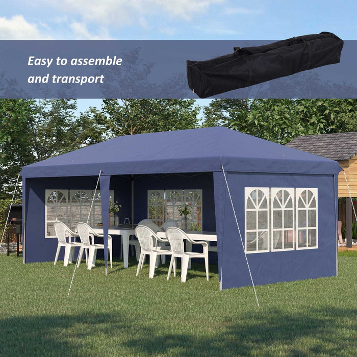 Outsunny 3x6m Pop-Up Gazebo with Height Adjustable Design - Blue - Green4Life