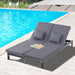 Outsunny Companion 2-Seater Double Recliner Rattan Sun Lounger - Grey - Green4Life