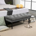 Button Tufted Ottoman Bench with Velvet-Feel Upholstery - Grey - Green4Life