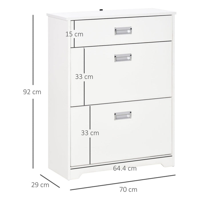 Shoe Cabinet Storage Rack with 2 Pull-Down Doors and Drawer - White - Green4Life