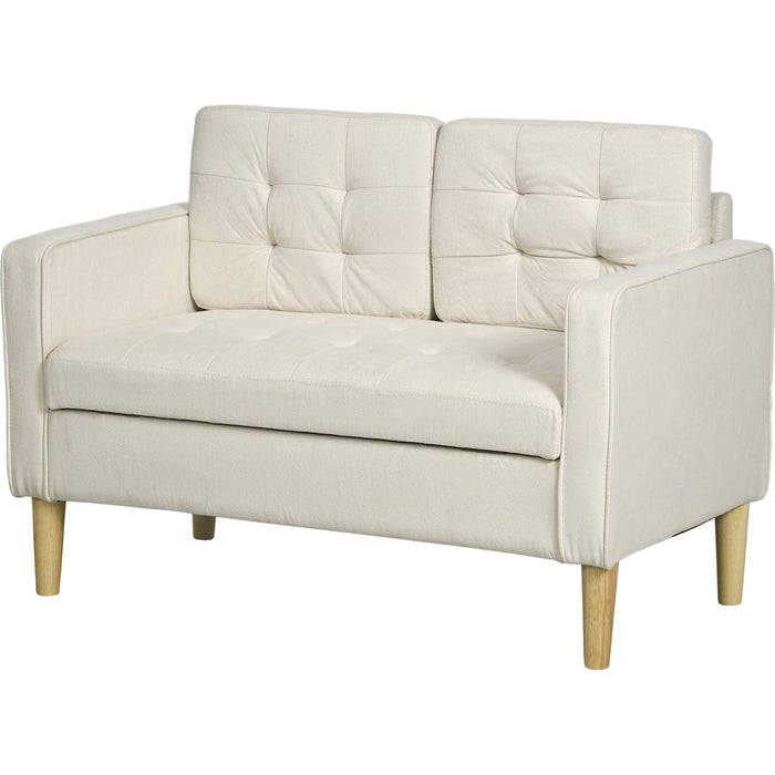 Cream White Modern Loveseat with Storage and Tufted Design - Green4Life